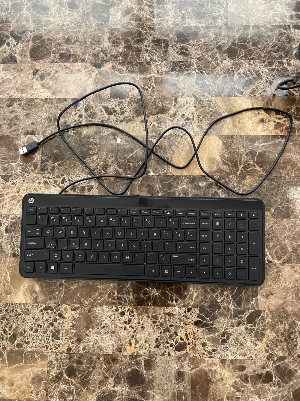HP Black Slim Wired USB Keyboard with Numeric Keypad